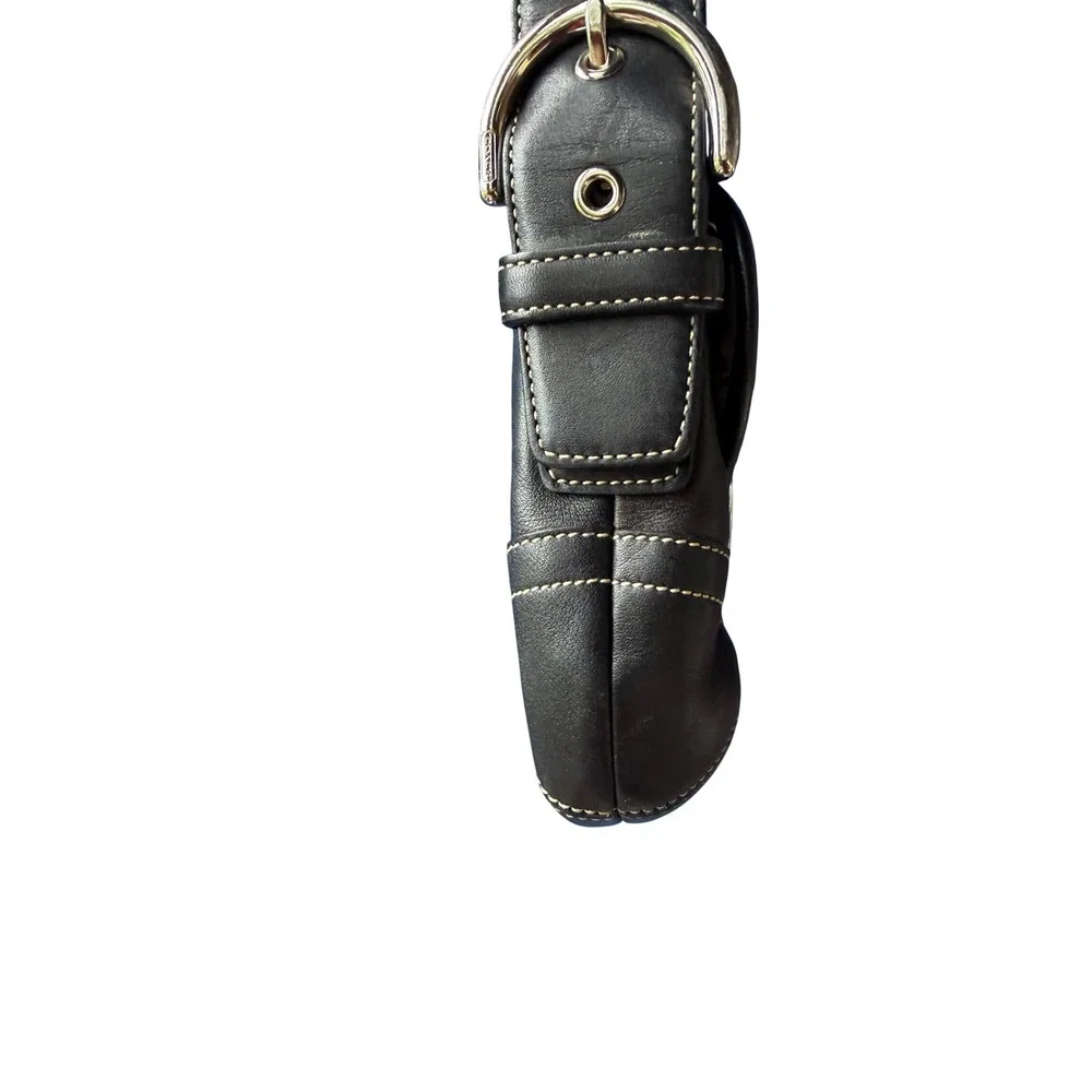 Coach Soho Buckle Flap Bag Small Black Leather 9247 • Silver Hardware Y2K Retro